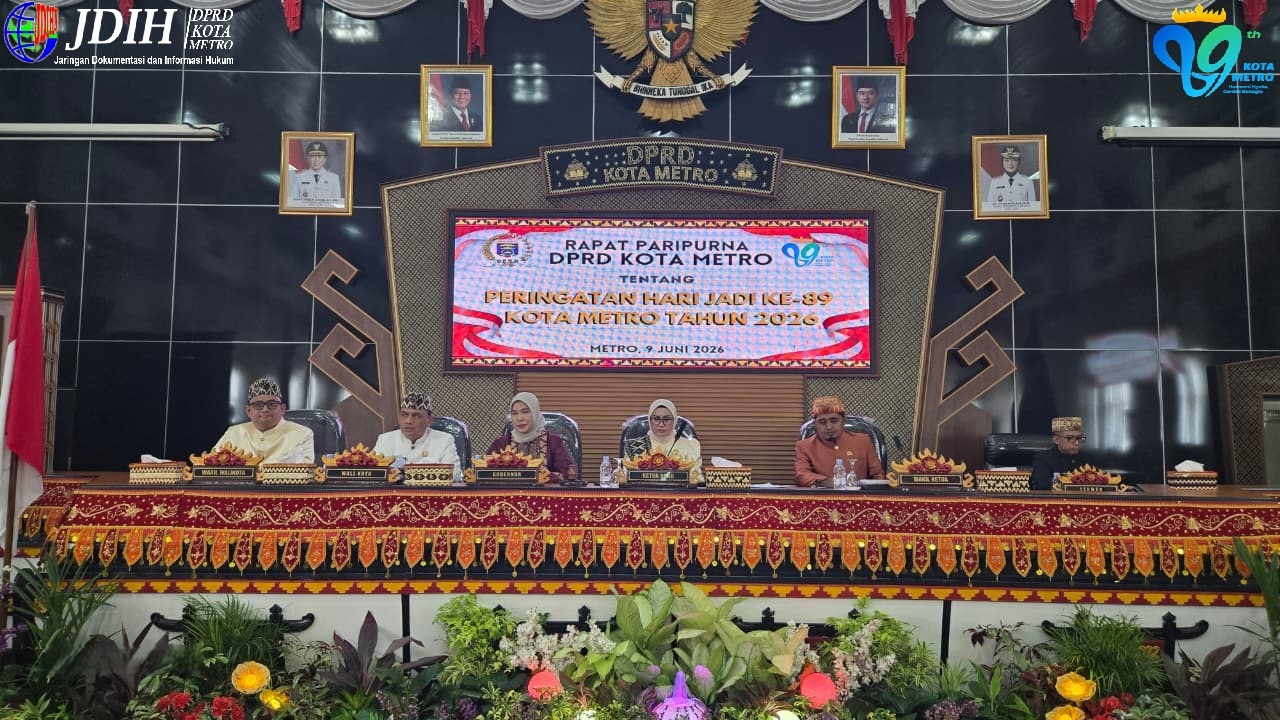 DPRD Kota Metro Gelar Rapat Paripurna Peringati Hari Jadi ke-89 Kota Metro